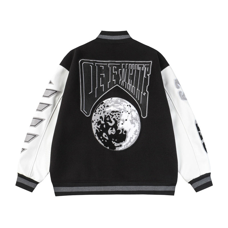 Off White Jacket Spring and Autumn OW Moon Letter Pattern Baseball Jacket Jacket