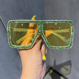 Trendy punk glasses diamond-encrusted uv protection