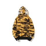 Bathing Ape Hoodie Embroidered Tiger Camo Tiger Hooded Cardigan Shark Sweater Jacket