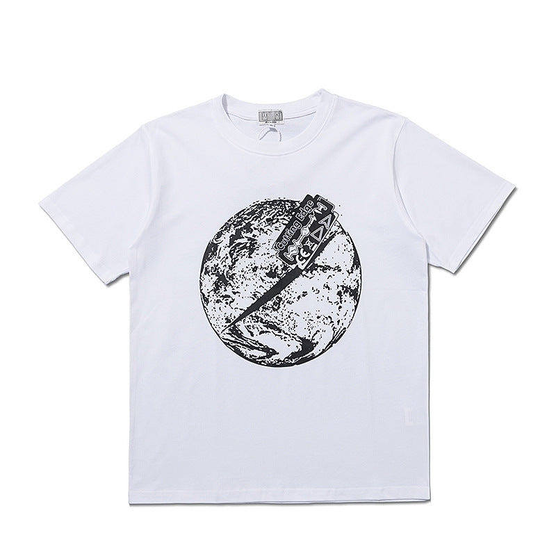 C.e t shirts earth pattern printing round neck pullover for men and women