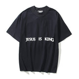 Jesus Is King T Shirt High Street Fashion Brand Oil Painting Pure Cotton Short Sleeve T-shirt Ins Hip Hop Loose T-shirt