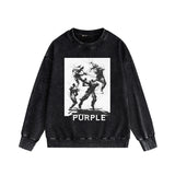 Purple Brand Distressed Sweatshirt Retro Vintage Crew Neck Sweater