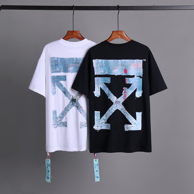 Off Whtie T Shirts Monet Oil Painting Men And Women Same Style Fashion Brand Short Sleeve