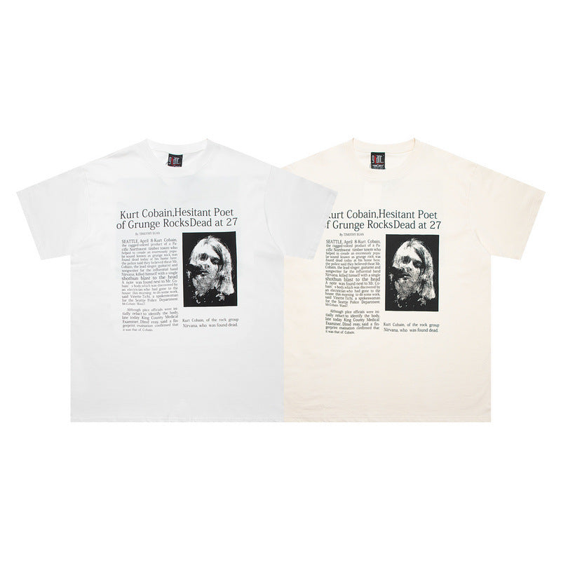 Men Vintage T-Shirts Nirvana Band Kurt Donald Cobain Kurt Cobain Short Sleeves