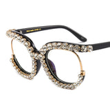 Trendy punk glasses half-frame diamond uv protection