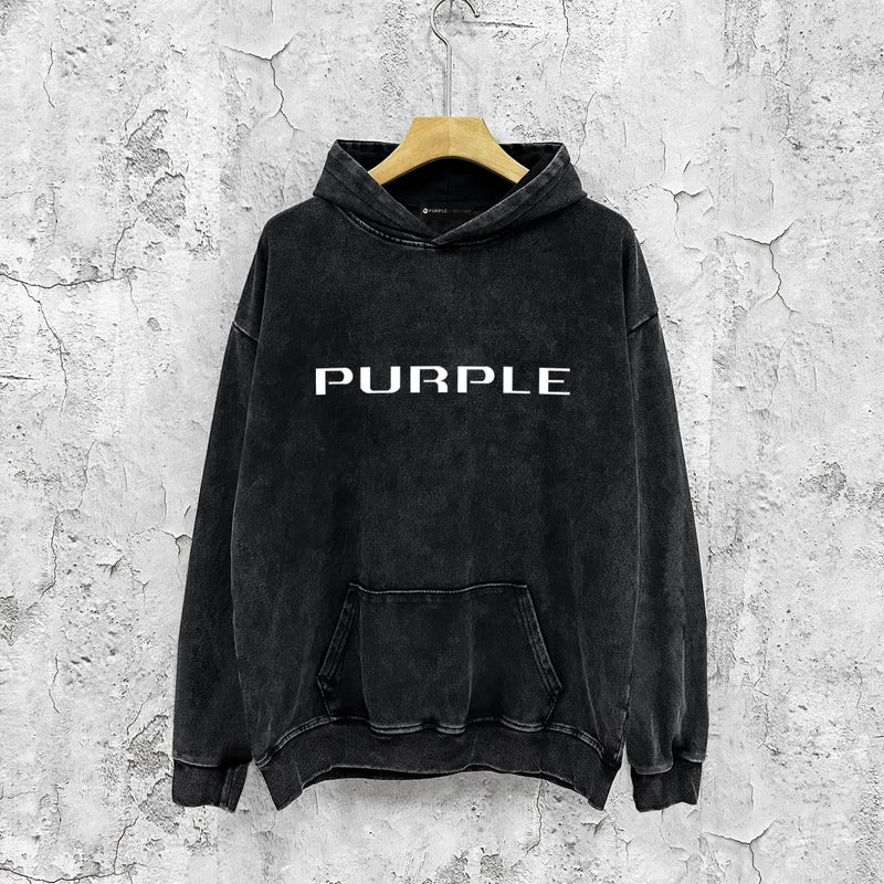 Purple Brand Distressed Hoodie Fashion Old Loose Hooded Sweater