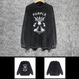 Purple Brand Distressed Long Sleeve Shirt Fashion Distressed Loose Long-sleeved Top