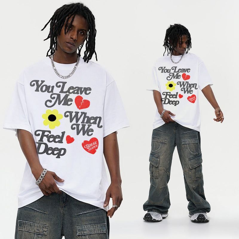 Vintage T-shirts Printed Short Sleeve T-Shirt Loose Cotton