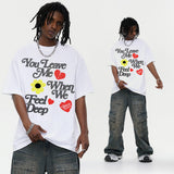 Vintage T-shirts Printed Short Sleeve T-Shirt Loose Cotton