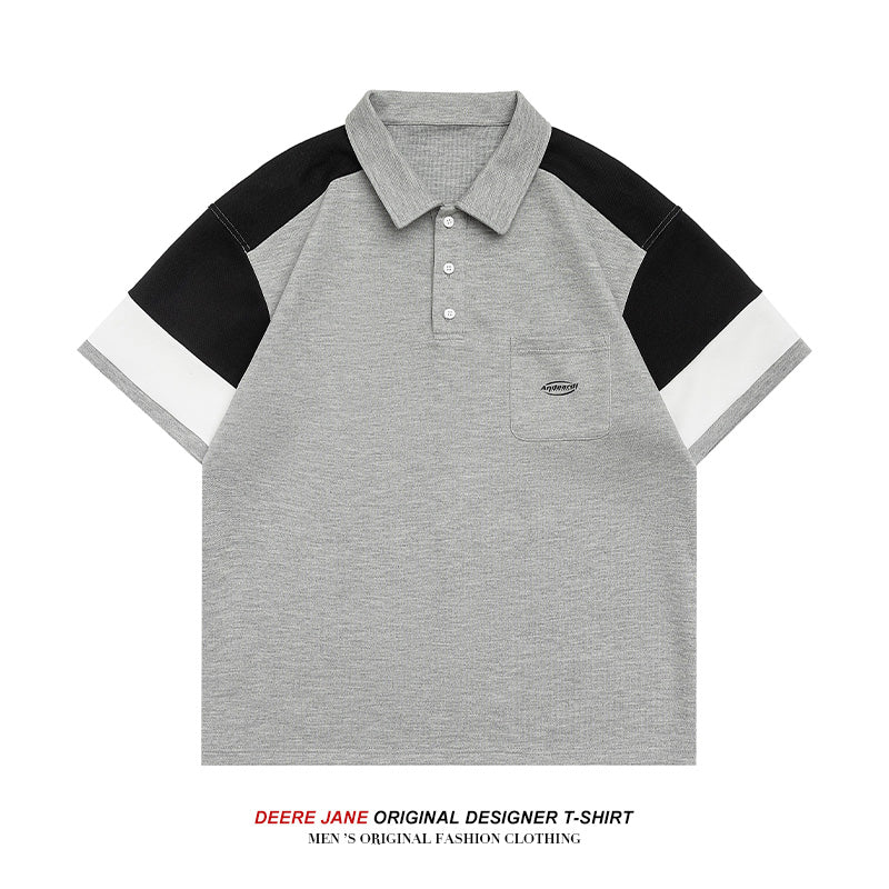 Men T-Shirts Short Sleeve T-shirt Men's Polo Shirt Summer Loose Casual Patchwork