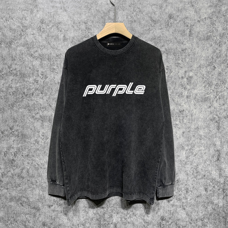 Purple Brand Distressed Long Sleeve Shirt Fashion Distressed Loose Long-sleeved Top