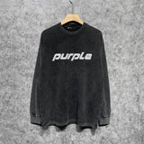 Purple Brand Distressed Long Sleeve Shirt Fashion Distressed Loose Long-sleeved Top