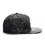 Trendy flat brimmed hat metal inlay