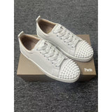 Louboutin-style red bottom shoes european station cl rivet shoes casual sneakers sneakers fashioneasiest for match loafers genuine leather shoes