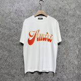 Amiri t shirts flame gold letterprinting short sleeves
