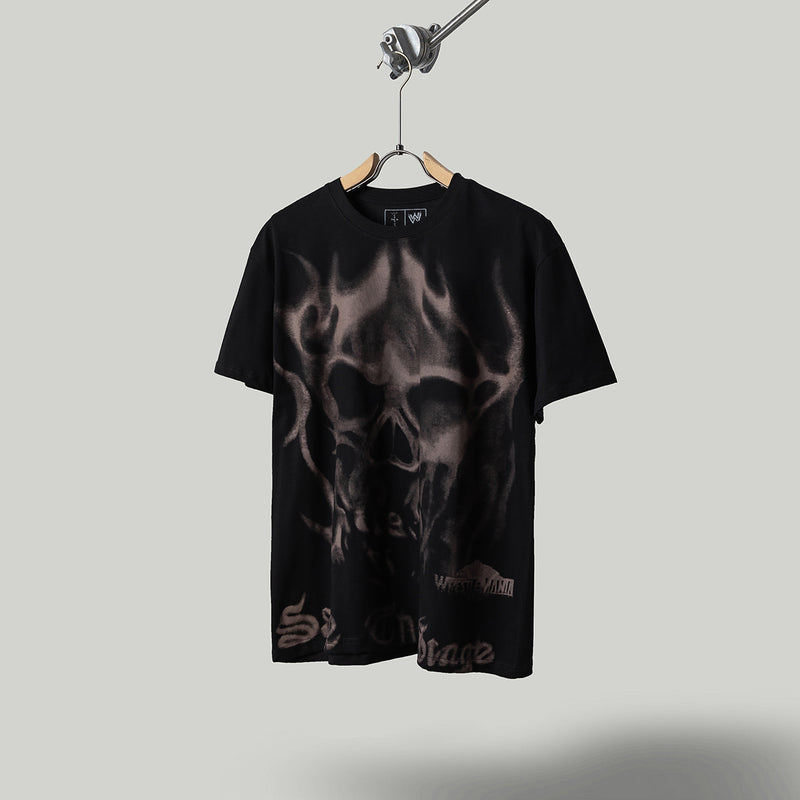 Travis Scott T Shirts x WWE joint model flame skull letter SAGE THE STAGE letter print retro short-sleeved T-shirt