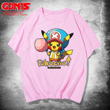 Men and Women Pokemon Pikachu T Shirt Y One Piece Qiao Ba Short Sleeve T-shirt