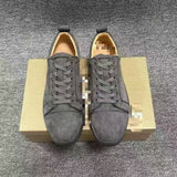 Louboutin-style red bottom shoes european station export model: cl red bottom studded shoes embroider men's sneakers black casualcouple model
