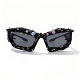 Trendy punk glasses colorful nails weird