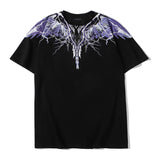 Marcelo Burlon T Shirt MB Purple Lightning Wings Pure Cotton Men and Women Same Style