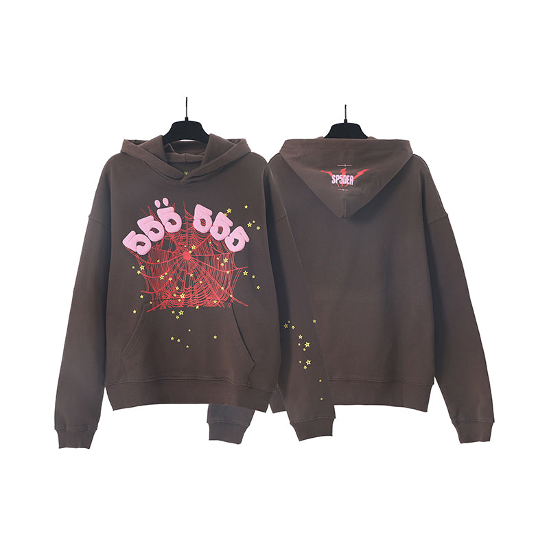 Sp5der Hoodie Cobweb Puff Print Pure Cotton