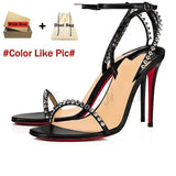 Louboutin-style red bottom shoes ballet shoes dance shoes european station cl french one-word celebrity elegant rhinestone sexy red bottom export high heels