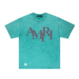 Amiri washed t-shirt all gray letterprinting short sleeves