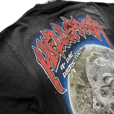 Men Vintage T-Shirts Wolf Head Full Moon Print Short Sleeve