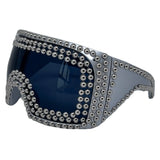 Trendy punk glasses oversized frame rivets