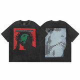 SAINT MICHAEL Vintage T Shirt Direct Spray Washing Water Old Short Sleeve