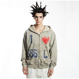 Mens Vintage T-Shirts Saint Michael Washing vintage Loose Hooded Sweater Hoodie