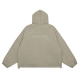 Unisex Coat FOG LOGO Zipper Ess Double Thread Hooded Cotton Clothing