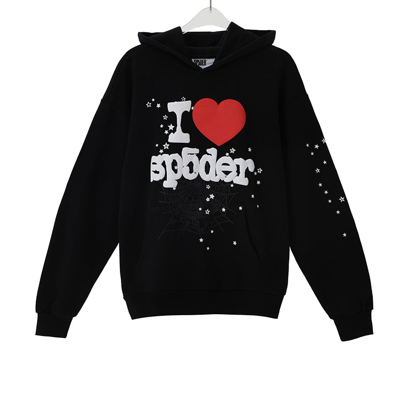 Sp5der Hoodie Cobweb Puff Print Pure Cotton