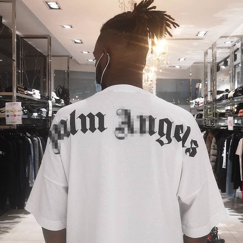 Palm Angels T Shirts Angel Short Sleeve Batwing Sleeve Men's and Women's T-shirt Trendy Half Sleeve
