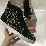 Louboutin-style red bottom shoes cl red bottom shoes european station export men's shoes rivet sneakers trendyflats breathable willow couple style