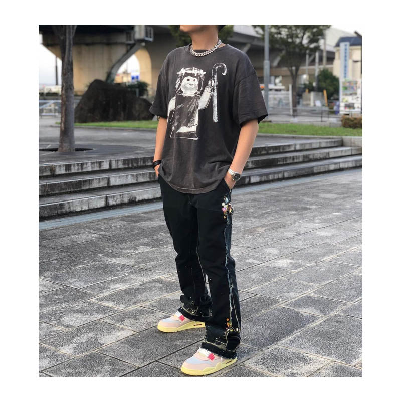 Saint Michael T Shirt Vintage Distressed Puppet Villain Printed Loose T-shirt