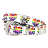 Hip-hop punk rhinestone belt skull wide belt
