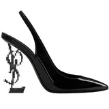 Louboutin-style red bottom shoes spring beautiful super high heel metal small square toe sandals sexy stiletto heel back empty french iron toe flats