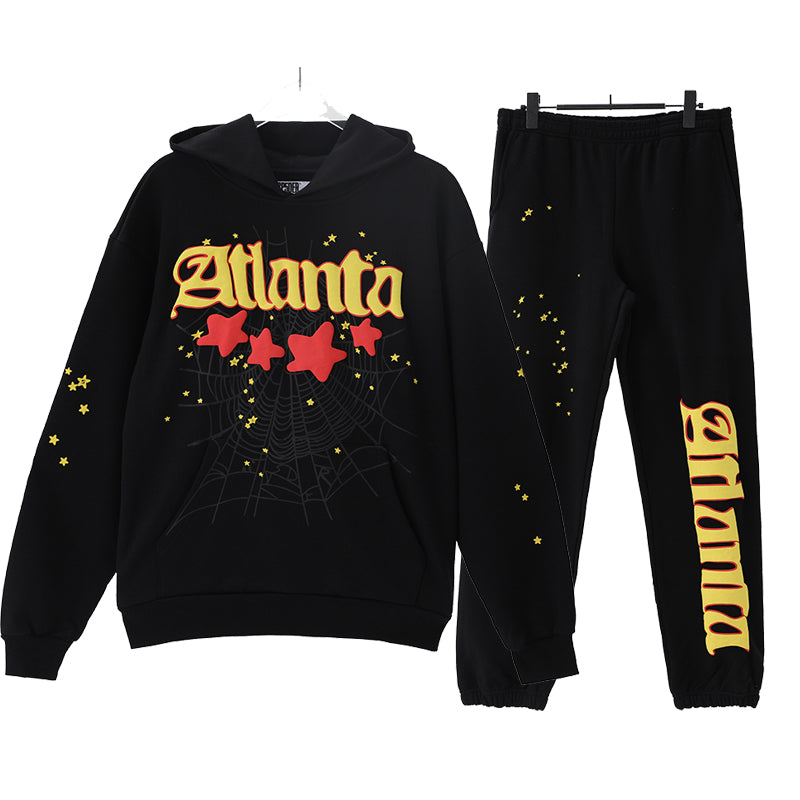Sp5der Hoodie & Sweatpants 2 Piece Set Cobweb Puff Print Pure Cotton