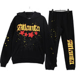 Sp5der Hoodie & Sweatpants 2 Piece Set Cobweb Puff Print Pure Cotton