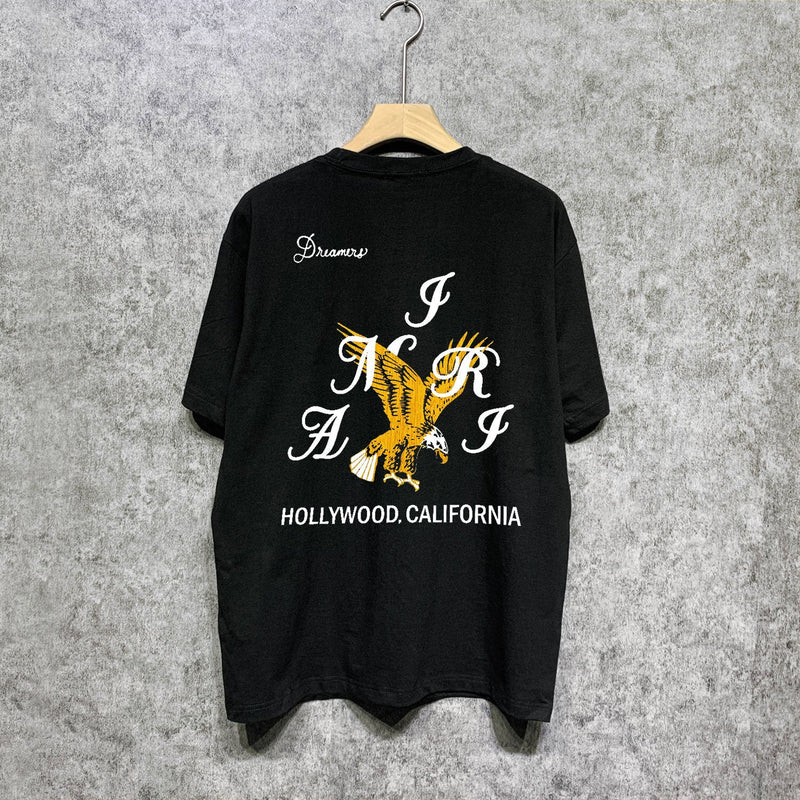 Amiri t shirts hollywood eagle printing short sleeve