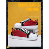 Louboutin-style red bottom shoes mencl red bottom casual shoes rivets hot diamond nightclub popular men's shoes sneakers color matching hip hop sneakers