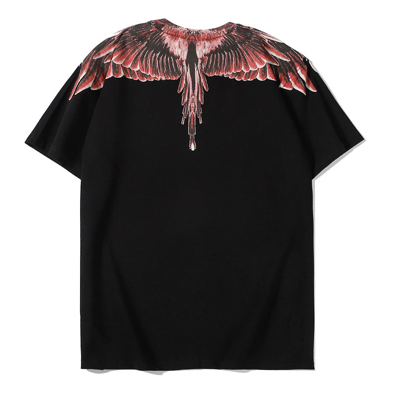 Marcelo Burlon T Shirt MB Brown Wings Pattern Pure Cotton Men and Women Same Style