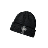 Chh Chrome Heart Beanie Ripped Cross Knitted Hat Warm Hat Wool