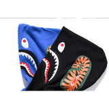 Shark Print Jacket Autumn And Winter Solid Color Blue Pink Double Hood Sweater Men And Women Zipper Fleece Padded Coat