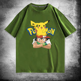 Men and Women Pokemon Pikachu T Shirt Cotton Short Sleeve T-shirt