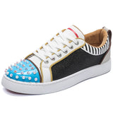 Louboutin-style red bottom shoes european cl men's shoes rivets red bottom shoes trendyflats breathable willow men's sneakers casual european goods