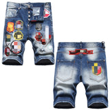 DSQ2 Short Jeans Ripped Patch Slim-fit Stretch Denim Shorts