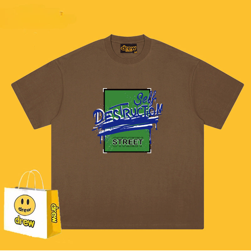 Drew T Shirts Short Sleeve T-shirt Smiley Face Short Sleeve