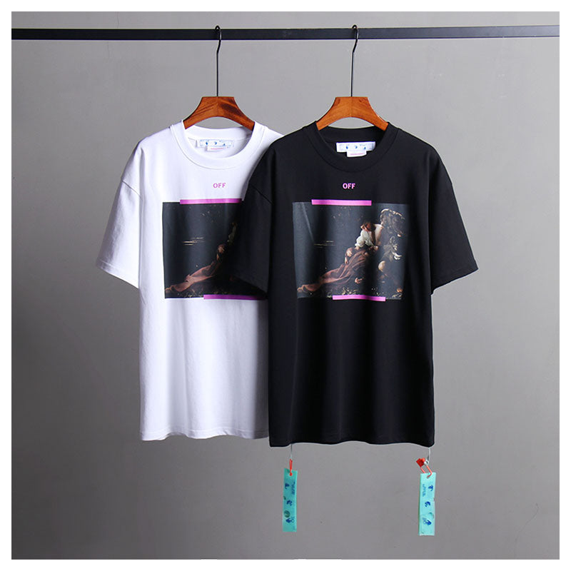 Off White T Shirts Religious Angel Oil Painting Short Sleeves